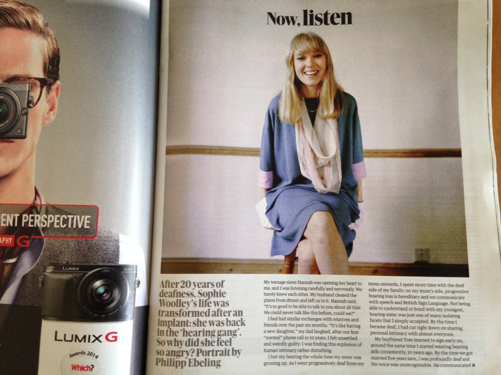 photo of sophie in a green dress laughing in the guardian weekend magazine